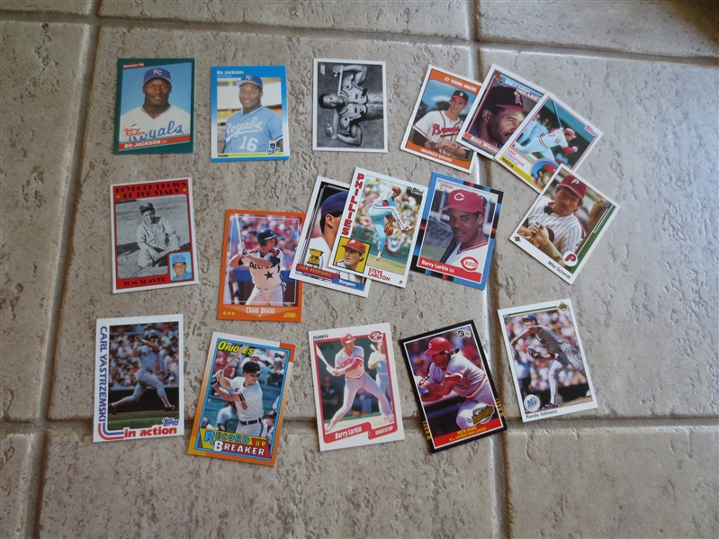 (17) baseball cards of Bo Jackson, Tom Seaver, Carl Yaz, and others