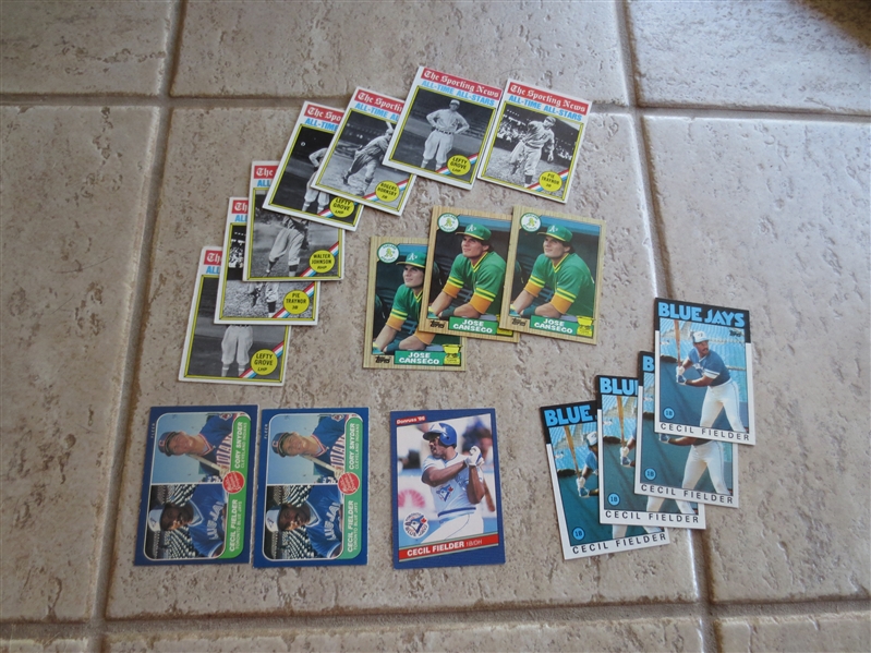 Assorted Baseball card lot:  (7) 1976 Topps Sporting News All Time All Stars + (3) Canseco rookies + (7) Cecil Fielder baseball cards