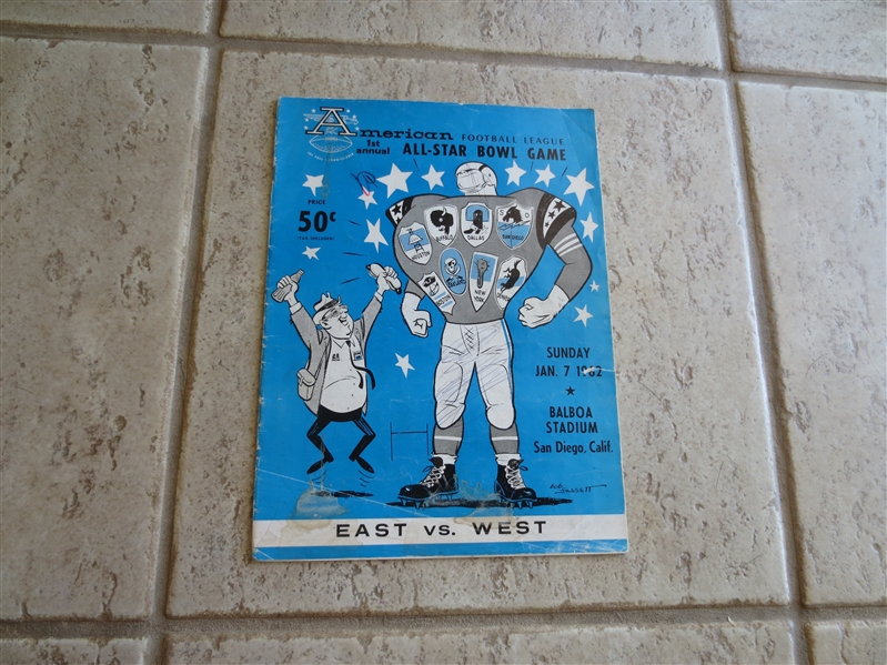 1962 1st Annual AFL All Star Game Football Program  Tough to find!