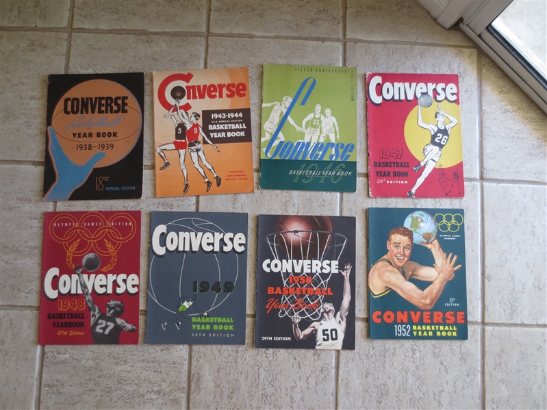 Early Converse Basketball Yearbooks from 1938-9, 43-4, 46-50, 52 in nice shape