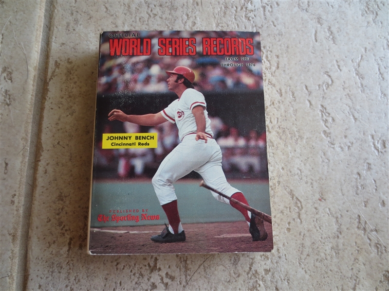 1976 Official World Series Records Guide by the Sporting News with Johnny Bench on the cover