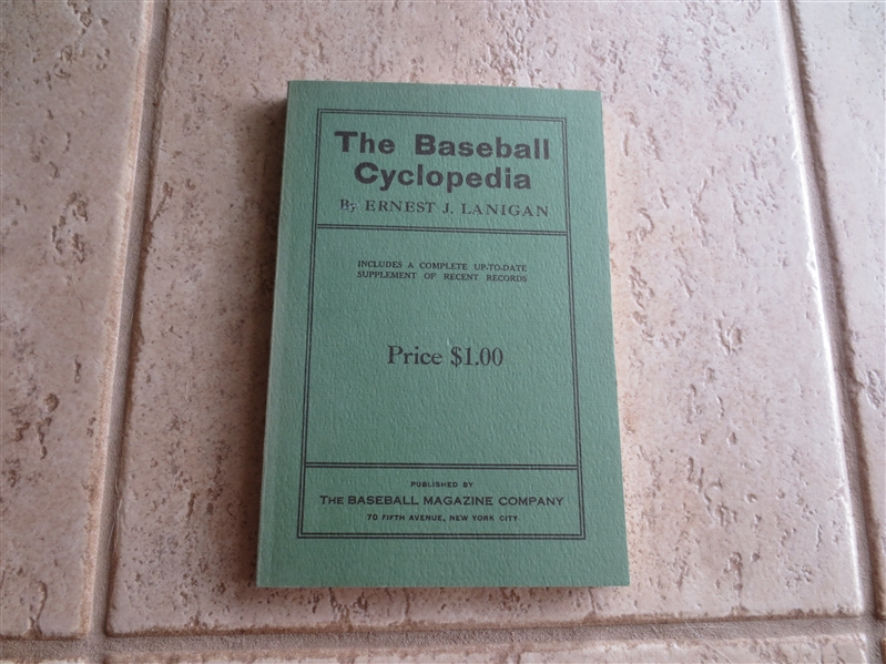 1922 The Baseball Cyclopedia by Ernest Lanigan REPRINT