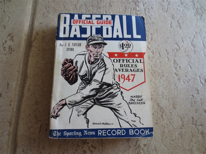 1947 Official Baseball Guide Rules Averages The Sporting News Record Book with Harry Brecheen cover