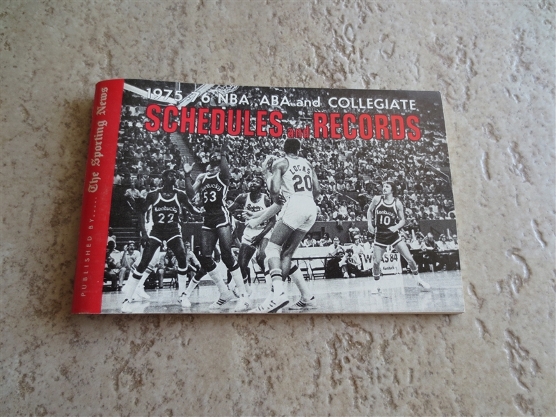 1975-76 NBA, ABA and Collegiate Schedules and Records softcover book by The Sporting News