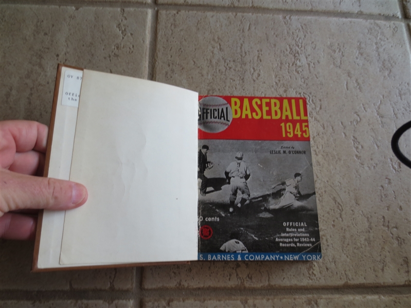 1945 Official Baseball Guide S. Barnes and Company in binded form from library