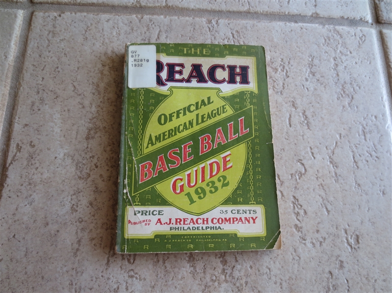 1932 Reach Official American League Base Ball Guide  Nice reference