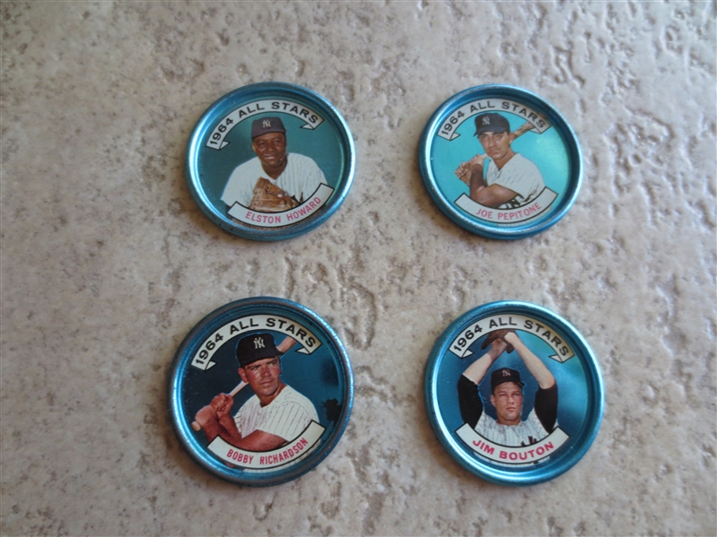 (4) 1964 Topps Coins Yankees All Stars: Richardson, Howard, Pepitone, Bouton