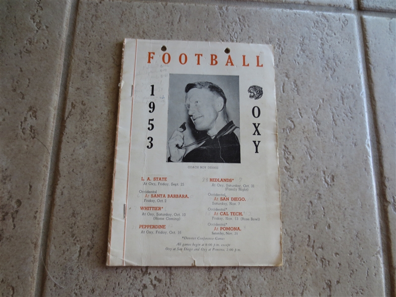 1953 Occidental College Football Media Guide