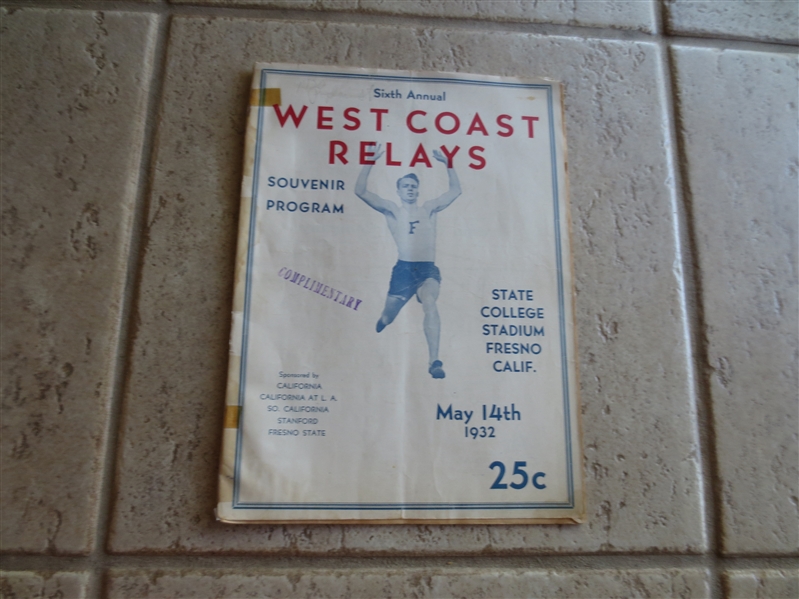 1932 Sixth Annual West Coast Relays Track Program
