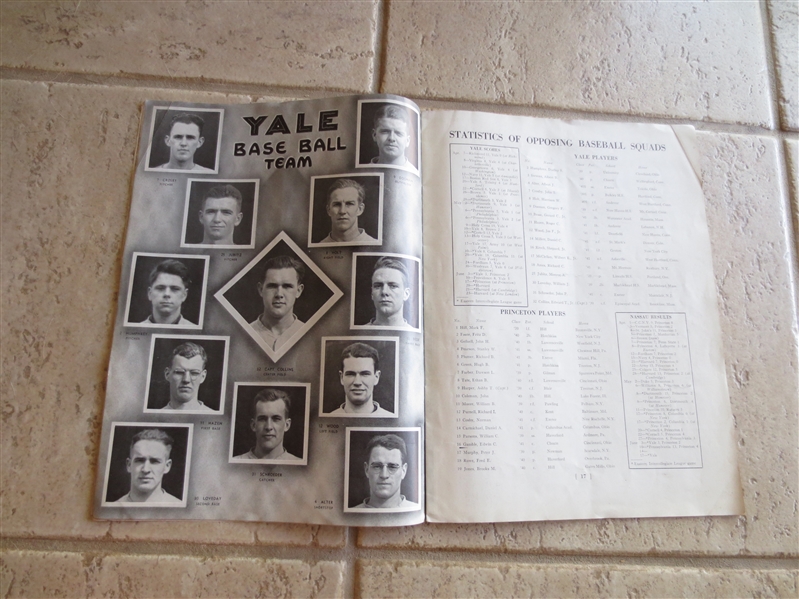 1939 Princeton University vs. Yale Baseball and Track Meet program