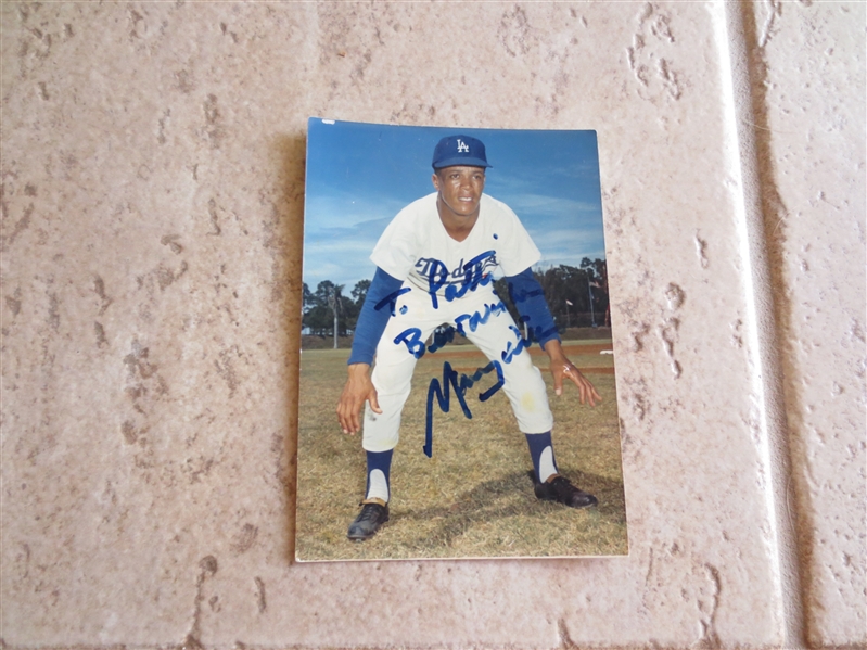 Autographed Maury Wills 3.5 x 7 color photo