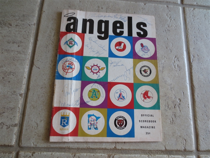 Autographed 1969 California Angels scored baseball program with 19 signatures