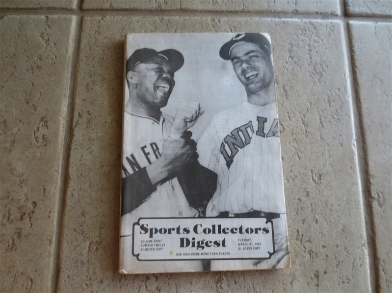 March 31, 1981 issue of Sports Collectors Digest with Willie Mays/Rocky Colavito cover