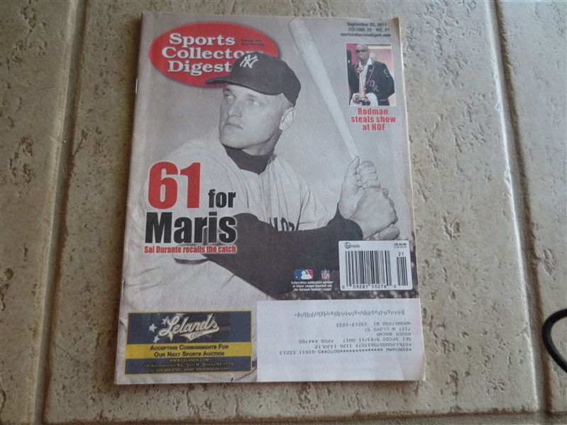 September 23, 2011 issue Sports Collectors Digest  61 for Roger Maris cover