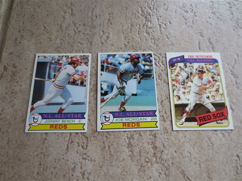 (2) 1979 NL All Stars Bench and Morgan + 1980 Topps Yaz baseball cards
