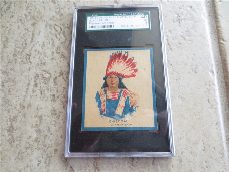 1934 Canadian Chewing Gum Chief Gall SGC 40 vg #22 Papoose Gum Series