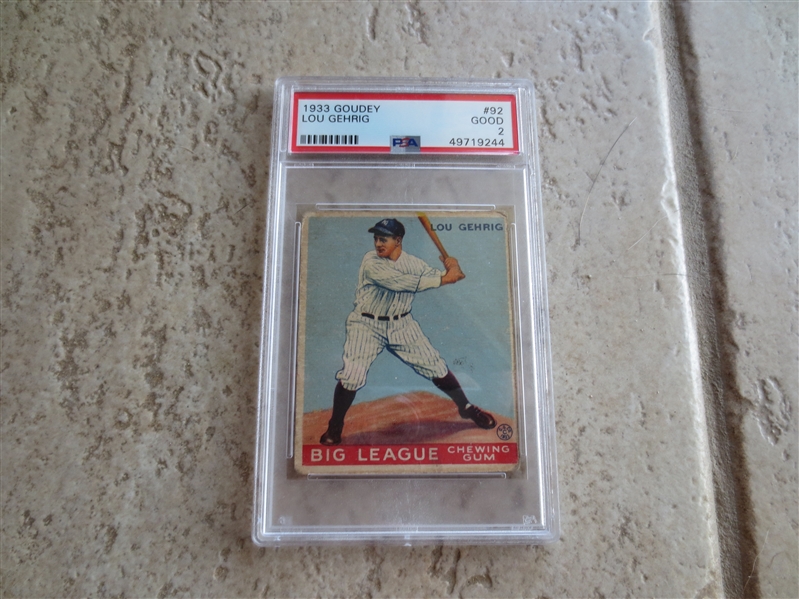 1933 Goudey Lou Gehrig PSA 2 Good baseball card #92