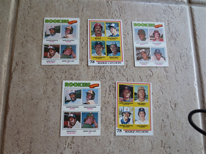 Topps Hall of Fame Rookie Baseball Cards:  Andre Dawson (2), Dale Murphy (2 diff.), Jack Morris