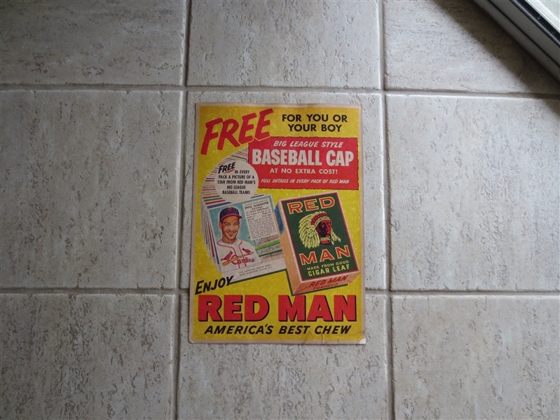 1953 Red Man Baseball Card Broadside picturing Enos Slaughter 15 x 11  NEAT!