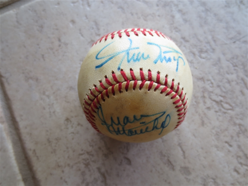 Autographed Willie Mays and Juan Marichal Official National League Charles Feeney Ball
