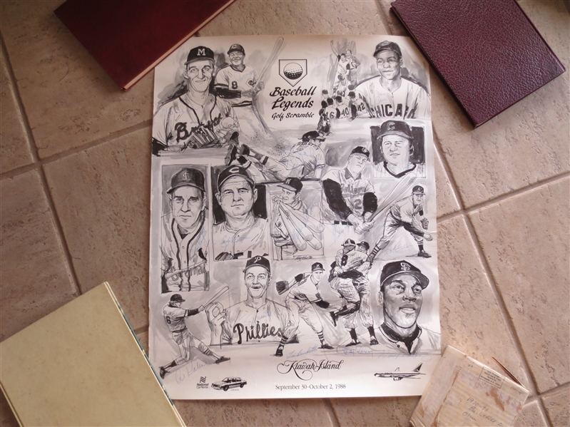 Autographed 1988 Baseball Legends Golf Scramble Poster signed by 16 superstars