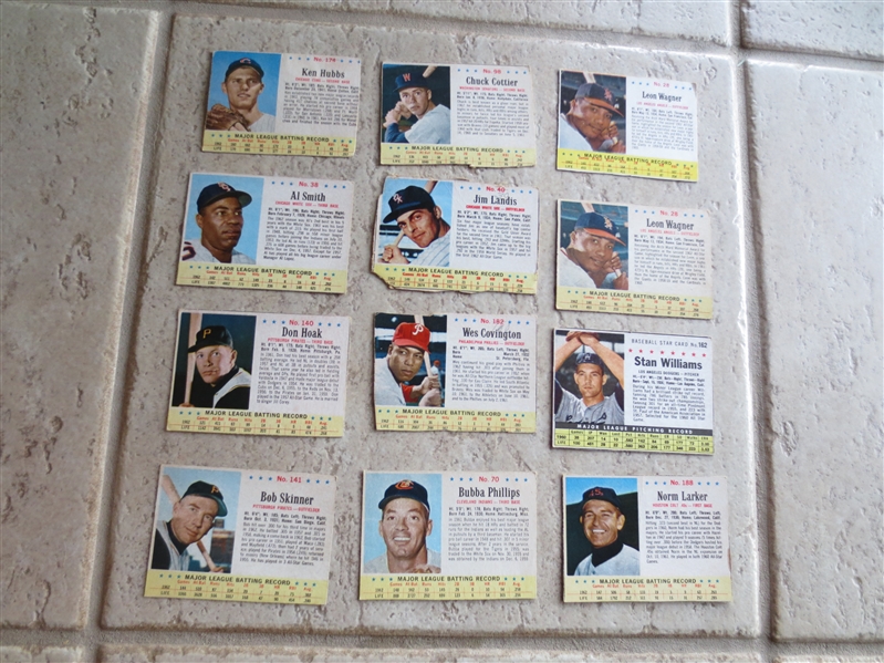 (10) 1963 Post Cereal Baseball Cards --- All Short Prints and Scarce!