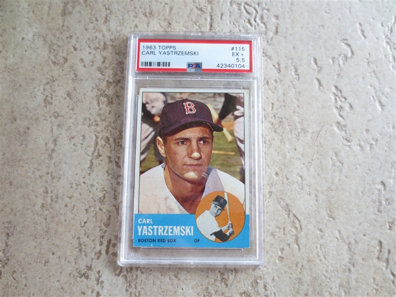 1963 Topps Carl Yastrzemski PSA Ex+ 5.5  PLUS  1969 Topps Hank Aaron PSA 6 ex-mt baseball cards