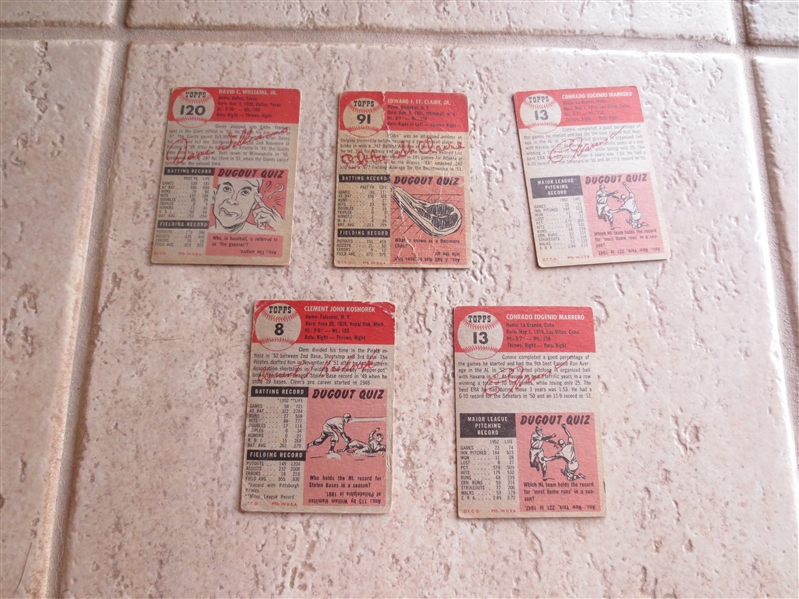 (5) 1953 Topps baseball cards in affordable condition