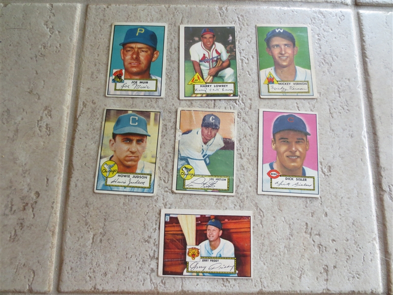 (7) different 1952 Topps baseball cards in affordable condition