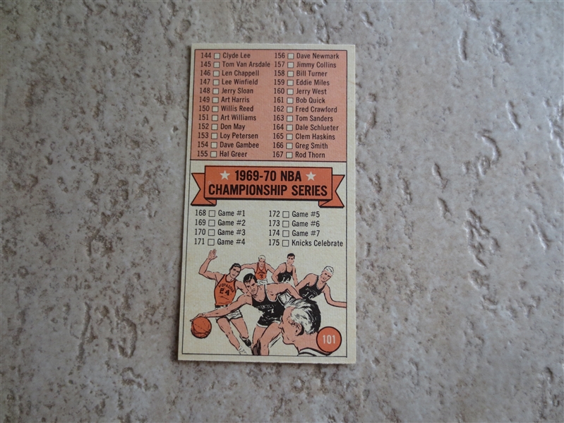 1970-71 Topps Basketball Checklist #2 in beautiful condition