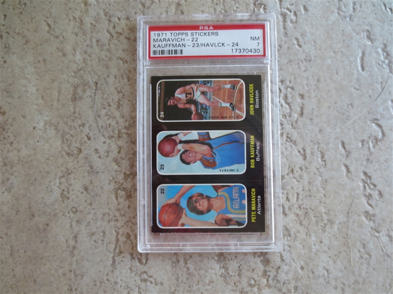 1971-72 Topps Stickers Maravich/Kaufman/Havlicek PSA 7 nmt basketball card #22-24
