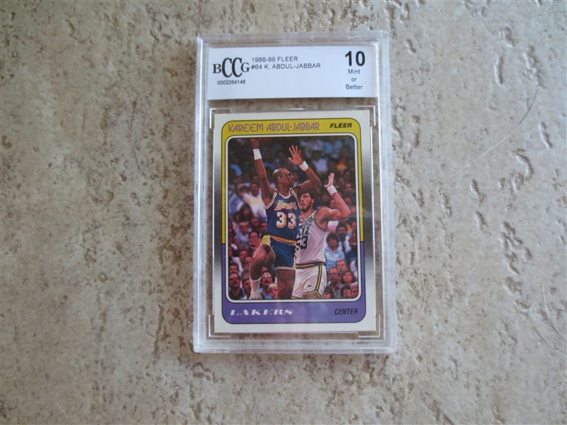 1988-89 Fleer K. Abdul-Jabbar Beckett BCCG 10 MINT or better basketball card #64