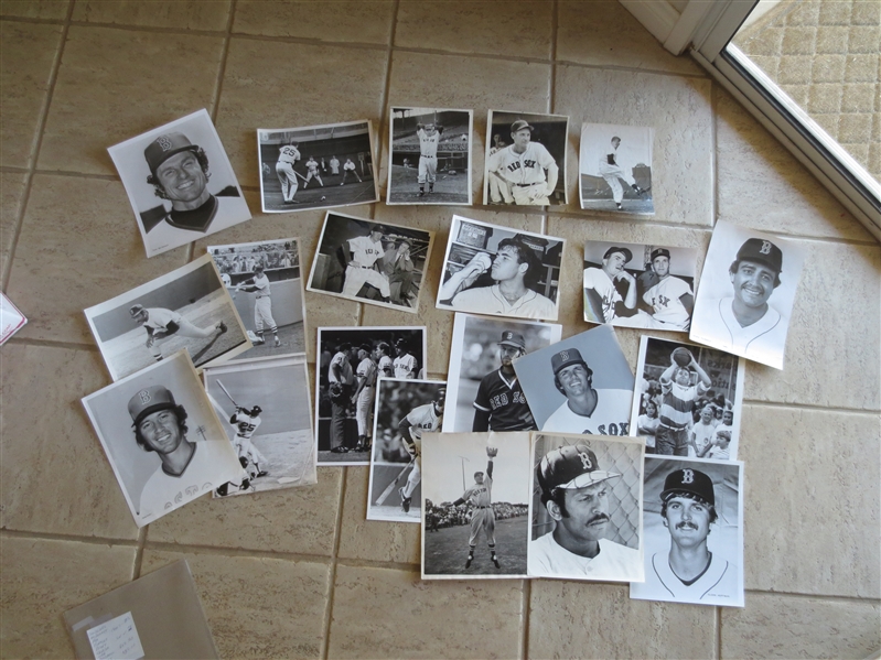 (21) different 1940's-80's Boston Red Sox Press Photos including Tony Conigliaro, Pesky, Cepeda, Lee, Goodman, Boggs and Clemens