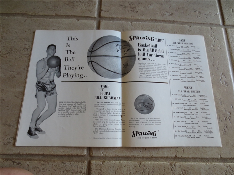 1958 NBA All Star Tour unscored program---loaded with stars!
