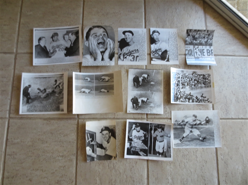 (12) 1950's Brooklyn Dodgers Press Photos including World Series and Stars