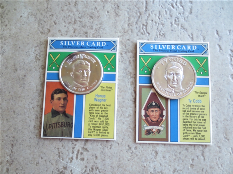 (2) 1992 Silvercards Honus Wagner and Ty Cobb .999 Pure Silver Round The Money Co.