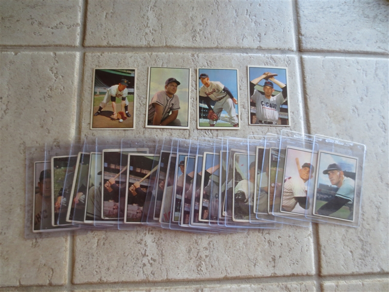 (23) 1953 Bowman Color Baseball Cards with Davey Williams #1 and three high numbers