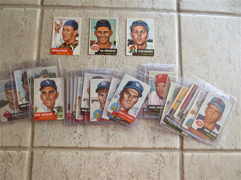(25) different 1953 Topps baseball cards with one high number #221
