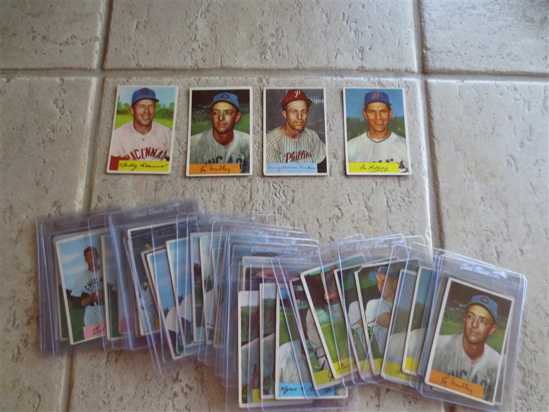 (37) 1954 Bowman baseball cards with Bobby Adams and duplication