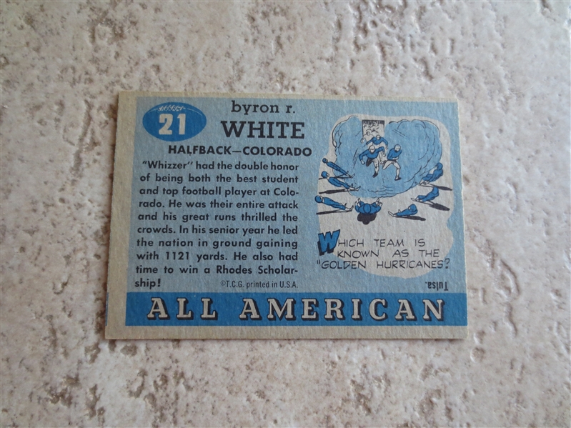 1955 Topps All American Whizzer White football card #21 Short Print in very nice shape