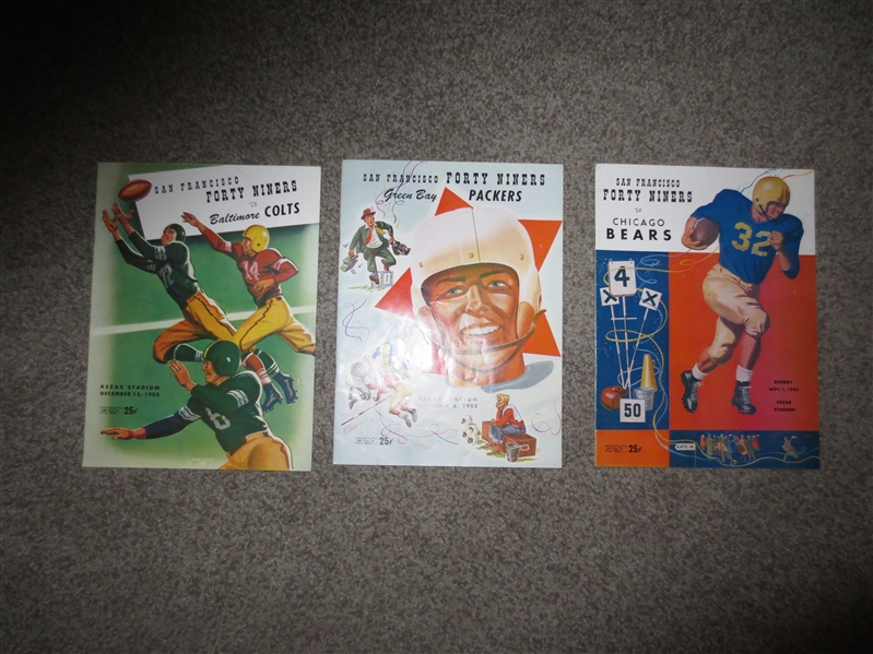 (3) 1953 San Francisco 49ers Football Programs vs. Colts; Packers; and Bears in beautiful condition