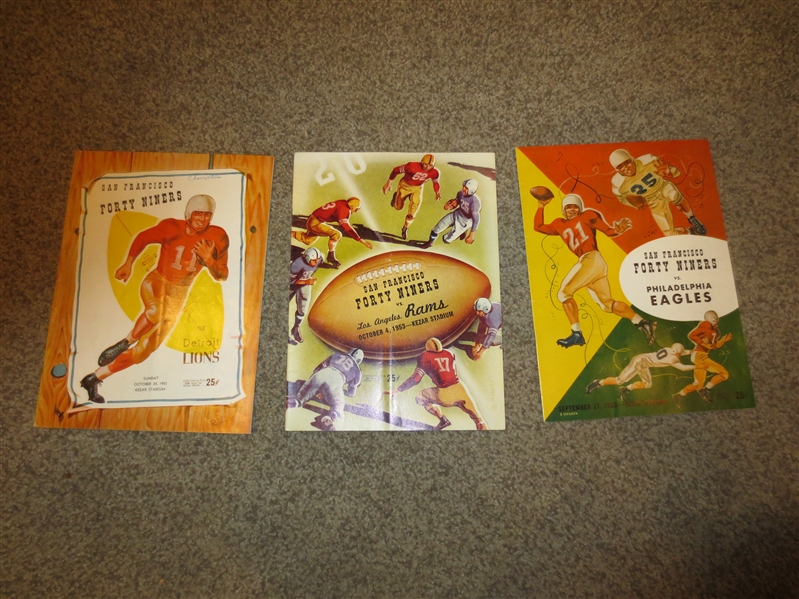 (3) 1953 San Francisco 49ers home programs vs Lions; Rams; Eagles in beautiful condition