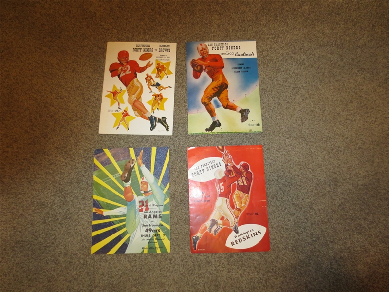 (4) 1953 San Francisco 49ers football programs vs. Browns, Cardinals, Rams, Redskins in beautiful condition