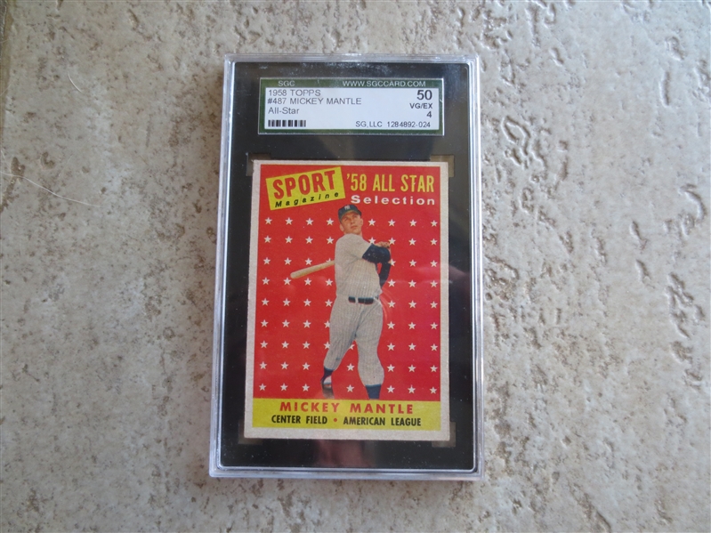 1958 Topps Mickey Mantle All Star SGC 50 vg-ex baseball card #487