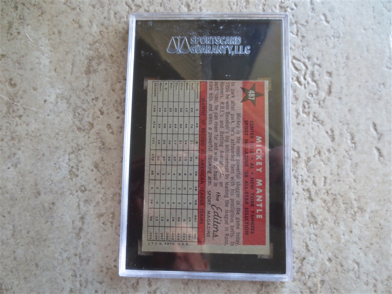1958 Topps Mickey Mantle All Star SGC 50 vg-ex baseball card #487