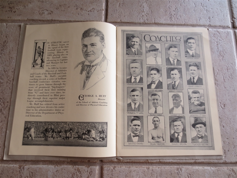 1922 University of Illinois Coaching Program Booklet covers football, baseball, basketball, track