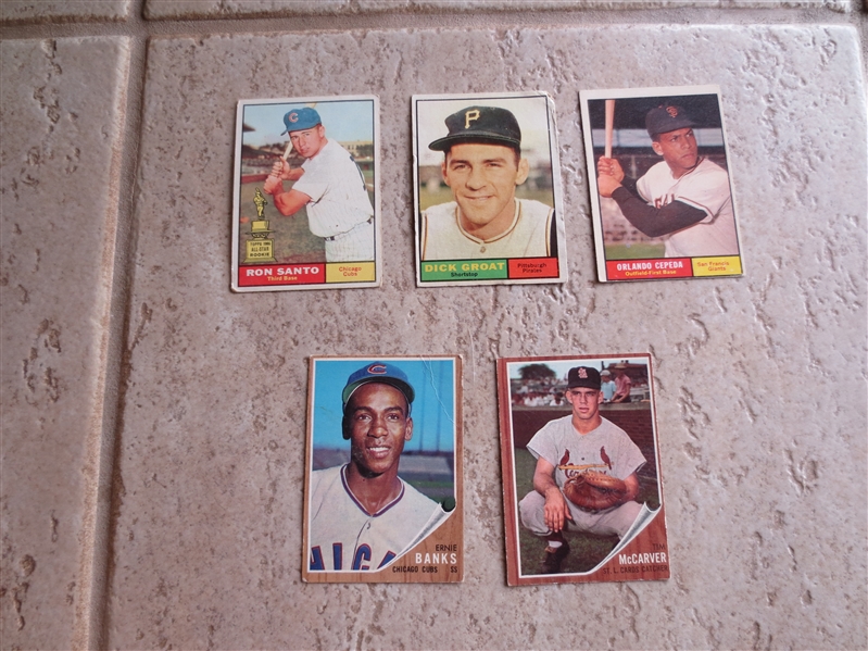 (5) 1961 & 1962 Topps Superstar Baseball cards in affordable condition