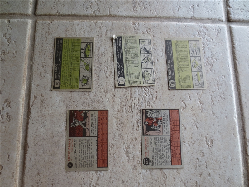 (5) 1961 & 1962 Topps Superstar Baseball cards in affordable condition