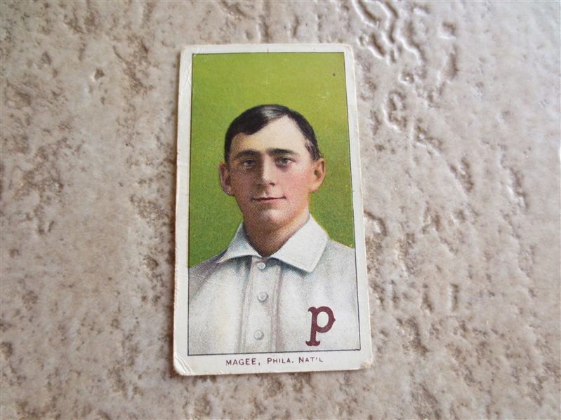 1909-11 T206 Sherry Magee Portrait baseball card with Piedmont 150 subjects Factory 25 back