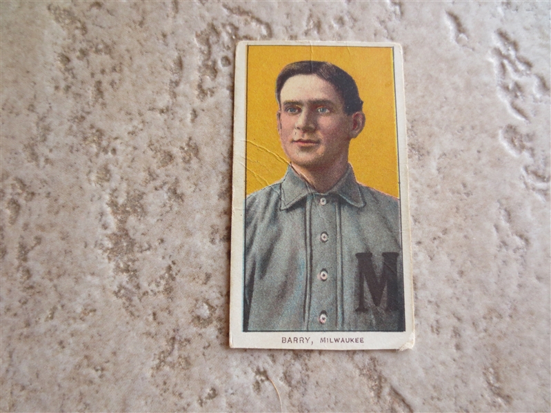 1909-11 T206 Shad Barry (Milwaukee) baseball card with Piedmont 350 subjects Factory #25 back